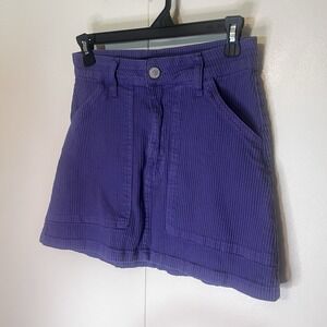 Vintage 90s Aesthetic Ribbed Purple Micro Mini Skirt w/ Utility Pockets Size S